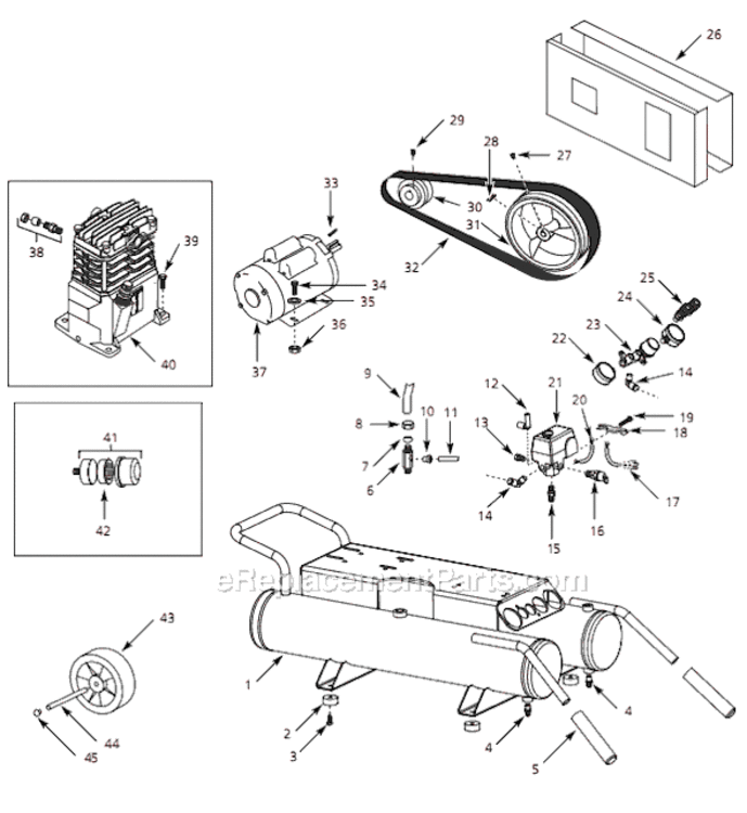 Page A Diagram and Parts List for 4B222E 2007 Campbell Hausfeld Compressor